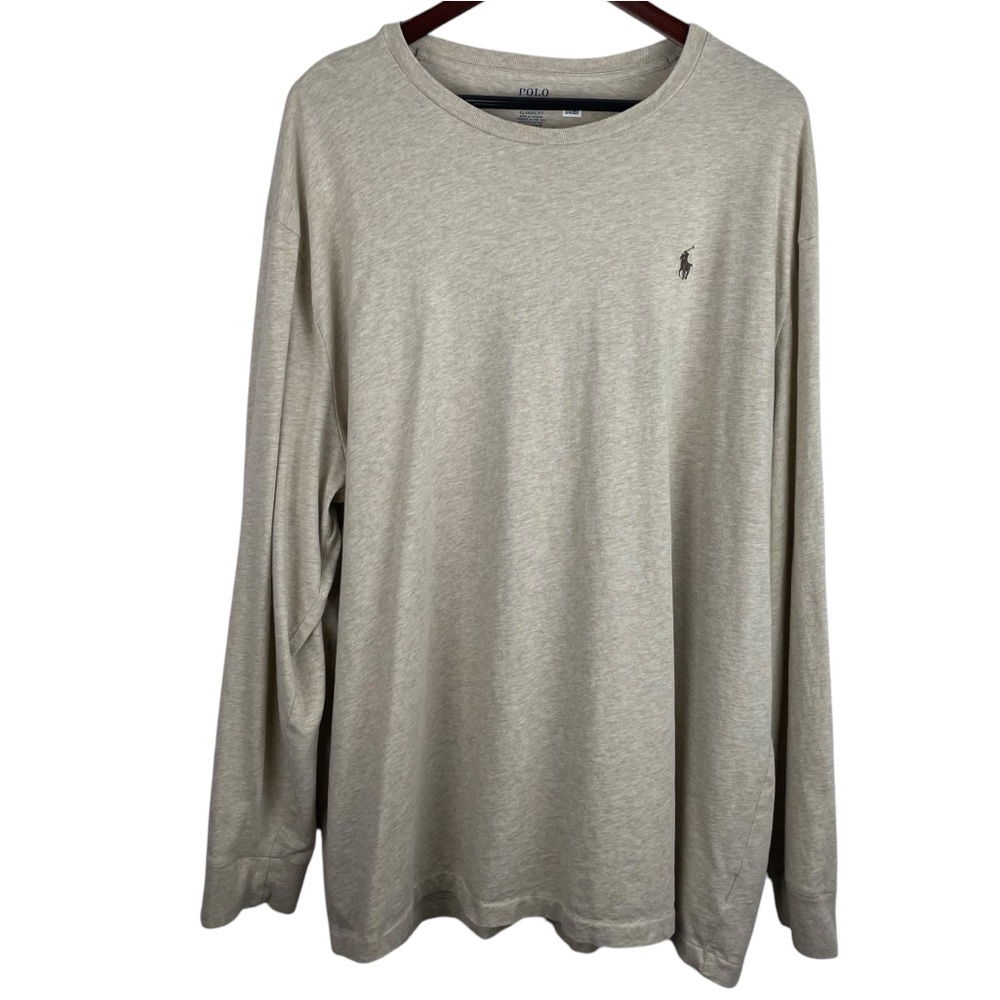Polo Ralph Lauren | Cream Beige Logo Classic Fit Long Sleeve Tee Shirt